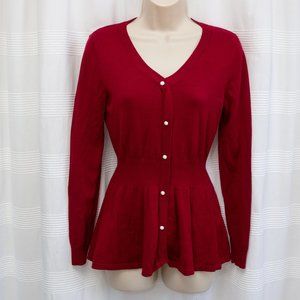 NWOT Crimson Faux Pearl Peplum Sweater